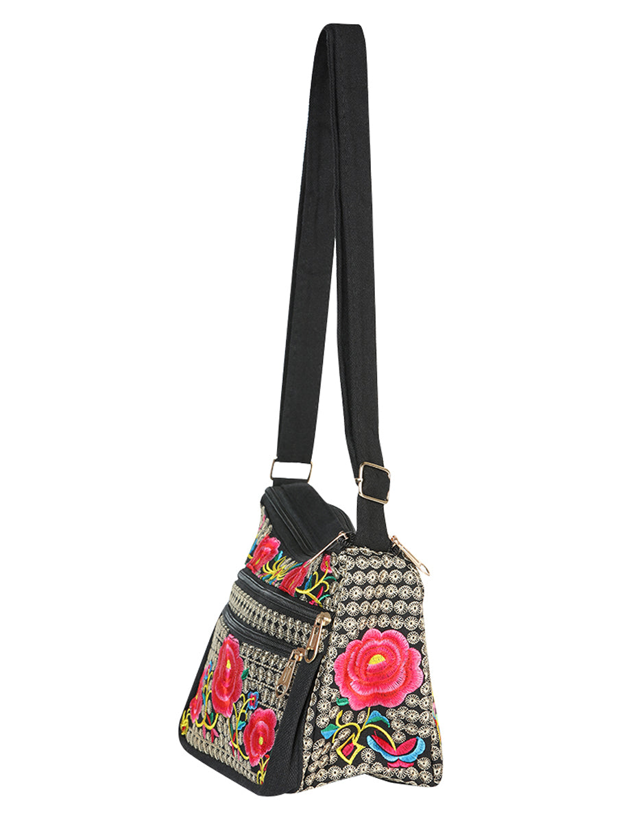 Bolsa Bordada El General Ac-359 Tela Negro/Rosa 702194